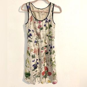 Moulinette Souers Anthropologie Botanical Print Poppies silk dress size 2